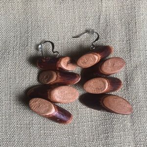 Cool wooden earrings, free with purchase